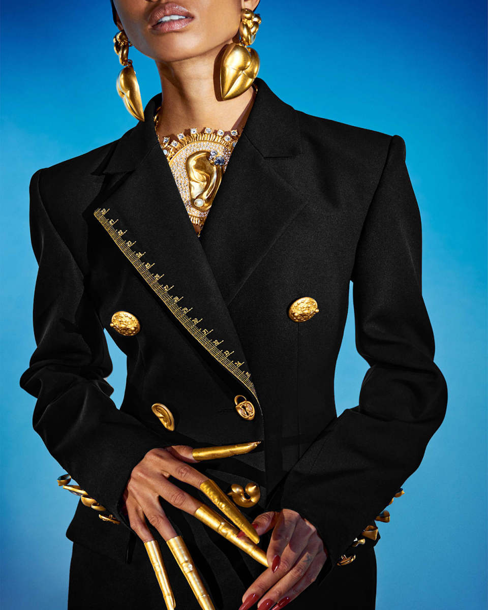 Double-Breast Cady Coat w/ Anatomy Bijoux Buttons